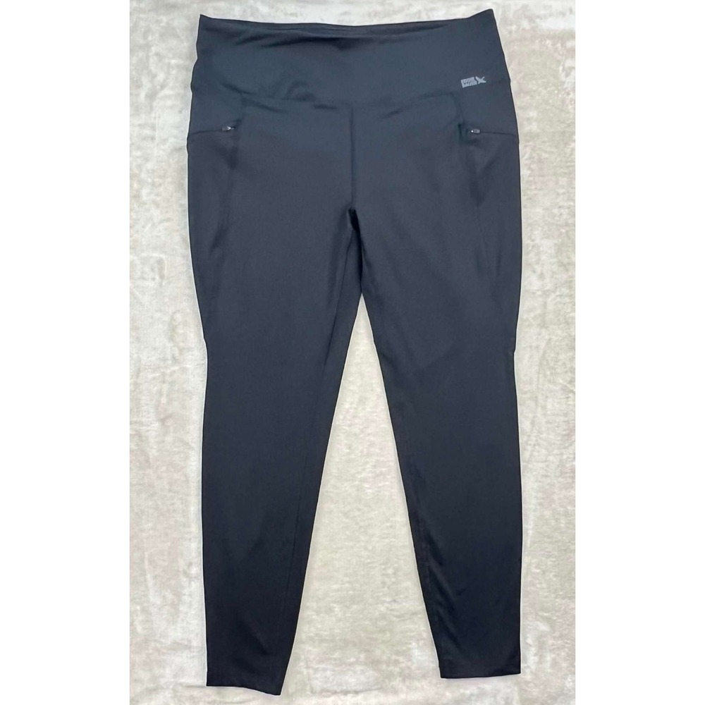 Eddie Bauer Trail Tight Women XL Black Athletic Hiking Leggings Zipper Pockets